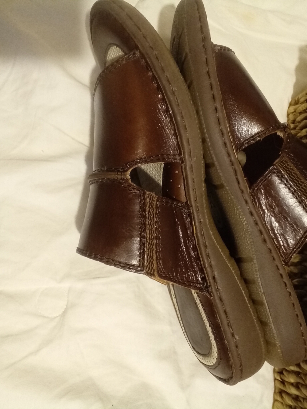 Born Men's Open-Toe Leather Slide Sandals in Brown Sz 10M - Picture 3 of 9